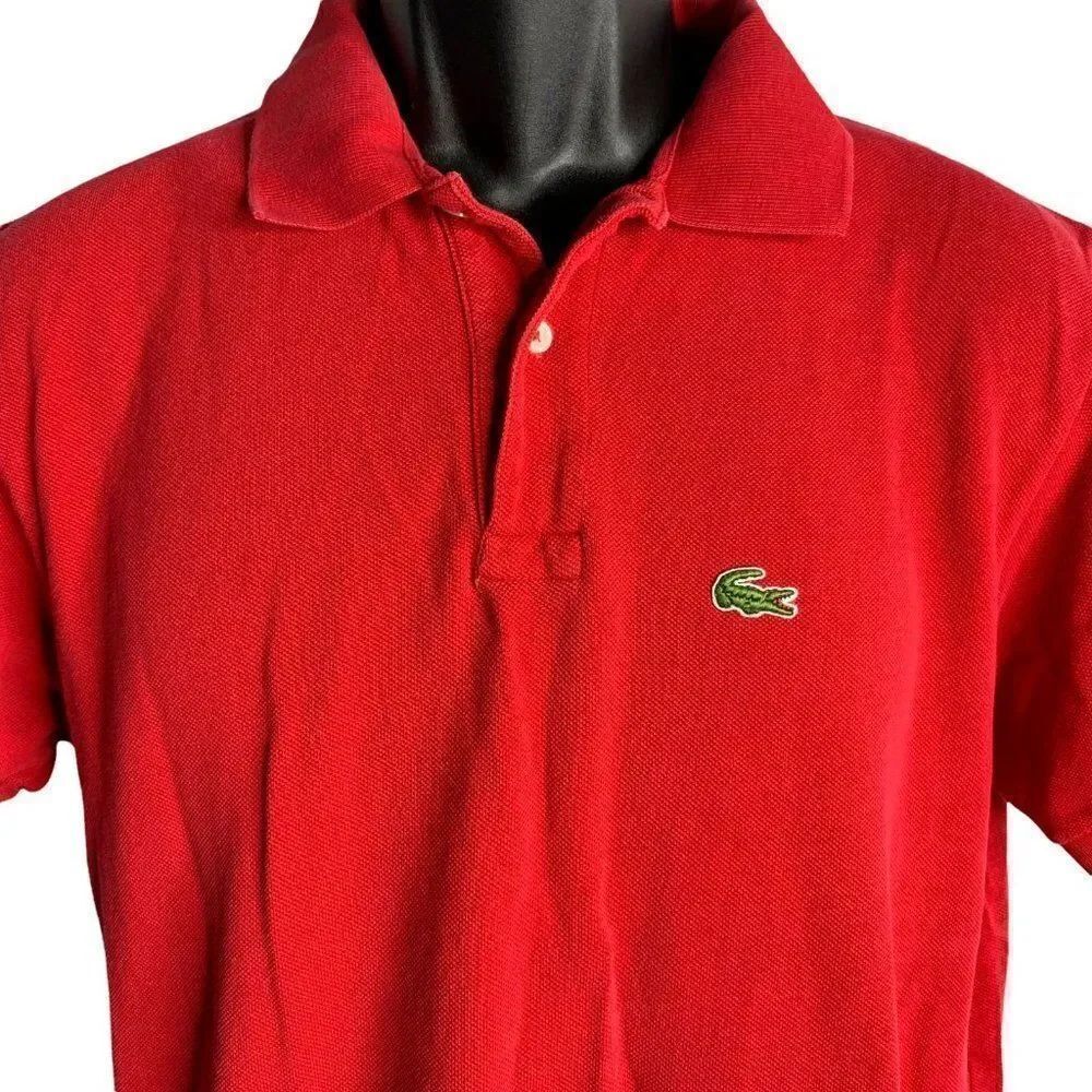 Vintage Mens IZOD Lacoste Polo Shirt XL Red Two Button Collared Short Sleeves